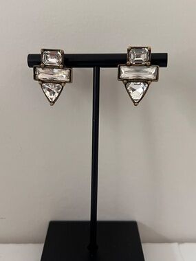 Retired Silpada K&R Geometric Arrowhead Baguette Trillion Crystal Earrings
